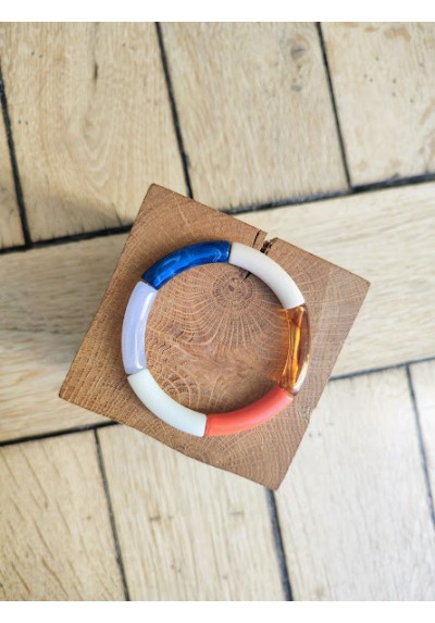 !!! NEW !!! Bracelet GEORGETTE bleu, corail et gris