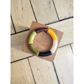 Bracelet GEORGES kaki, moutarde et noir