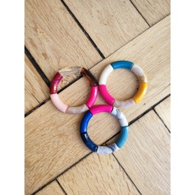 Lot de 3 bracelets GEORGES rose, moutarde et bleu