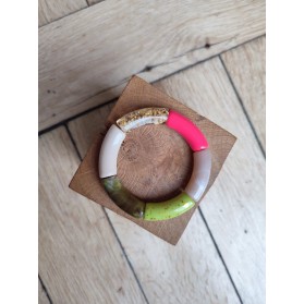 Bracelet GEORGES "capsule fête" - corail fluo, vert et doré