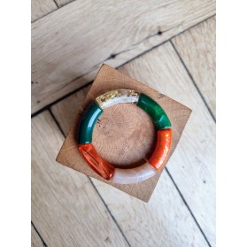 Bracelet GEORGES "capsule fête" - vert bouteille, orange et doré