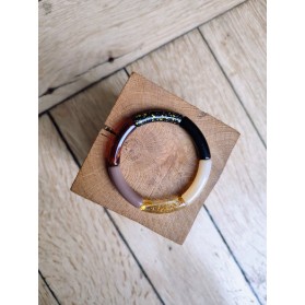Bracelet GEORGETTE "capsule fête" noir, marron et doré