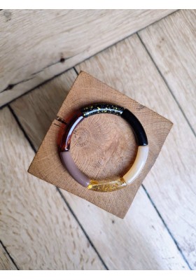 Bracelet GEORGETTE "capsule fête" noir, marron et doré