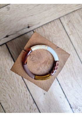 Bracelet GEORGETTE "capsule fête" écru et doré