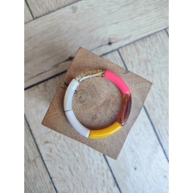 Bracelet GEORGETTE doré et corail fluo
