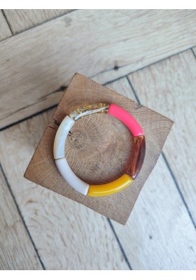 !!! NEW !!! Bracelet GEORGETTE doré et corail fluo