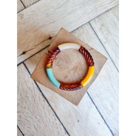 Bracelet GINNY moutarde et vert kaki