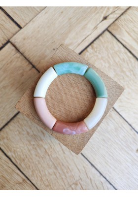 Bracelet GEORGES vieux rose et vert de gris