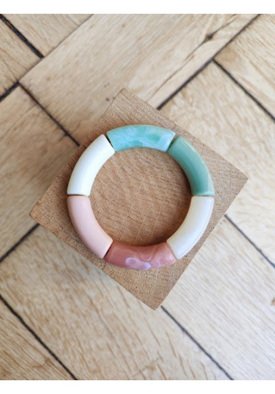 Bracelet GEORGES vieux rose et vert de gris