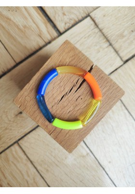 !!! NEW !!! Bracelet GEORGETTE jaune fluo et bleu