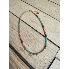 Collier MARIE - vert et beige