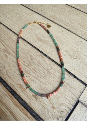 Collier MARIE - vert et beige