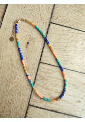 Collier MARIE - bleu roi et orange