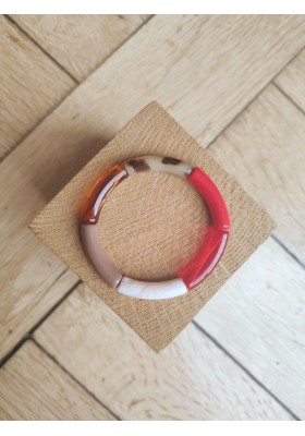 !!! NEW !!! Bracelet GEORGETTE léopard, rouge et marron