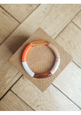 !!! NEW !!! Bracelet GEORGETTE orange translucide et taupe