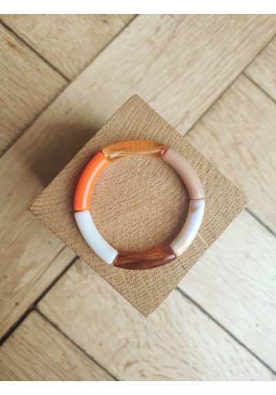 !!! NEW !!! Bracelet GEORGETTE orange translucide et taupe