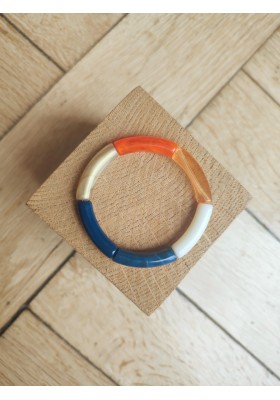 !!! NEW !!! Bracelet GEORGETTE bleu marine, orange et bronze
