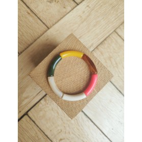 !!! NEW !!! Bracelet GEORGETTE moutarde, kaki et rose fluo