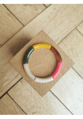 !!! NEW !!! Bracelet GEORGETTE moutarde, kaki et rose fluo