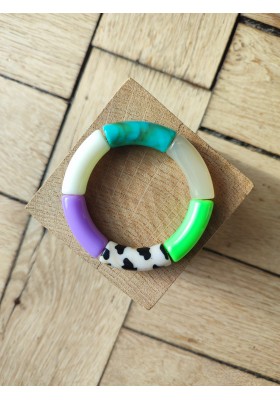 !!! NEW !!! Bracelet GEORGES léopard vert et parme