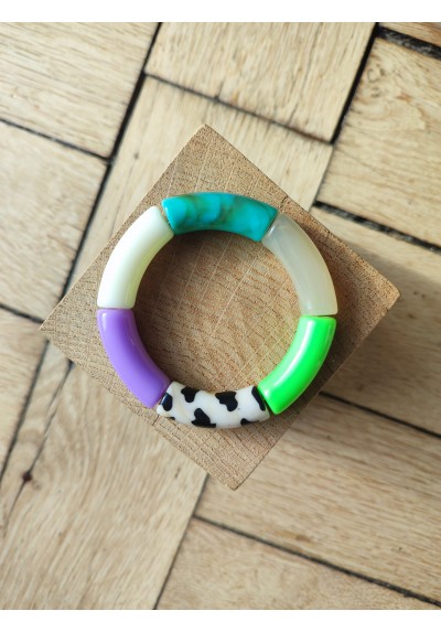 !!! NEW !!! Bracelet GEORGES léopard vert et parme