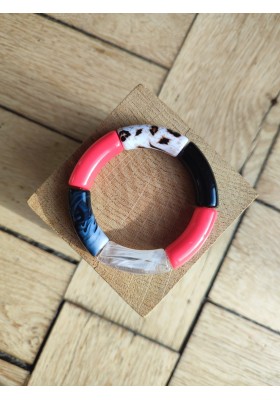 !!! NEW !!! Bracelet GEORGES léopard noir et rose fluo