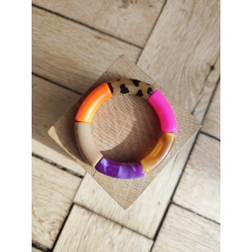 !!! NEW !!! Bracelet GEORGES léopard violet, orange et rose