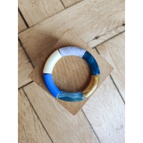!!! NEW !!! Bracelet GEORGES bleu roi translucide, gris et bronze