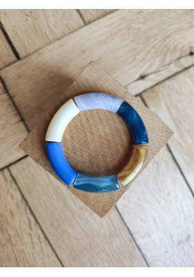 !!! NEW !!! Bracelet GEORGES bleu roi translucide, gris et bleu marine