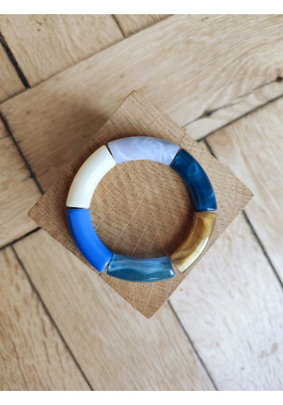 !!! NEW !!! Bracelet GEORGES bleu roi translucide, gris et bleu marine