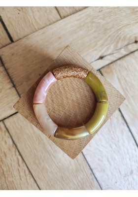 !!! NEW !!! Bracelet GEORGES kaki, vieux rose marbré et doré