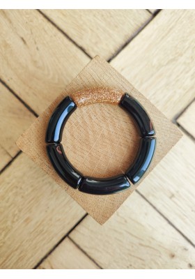 Bracelet GEORGES noir et paillettes dorées