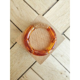 Bracelet GEORGES marron translucide paillettes dorées