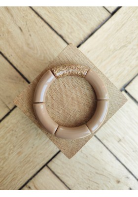 Bracelet GEORGES taupe paillettes dorées