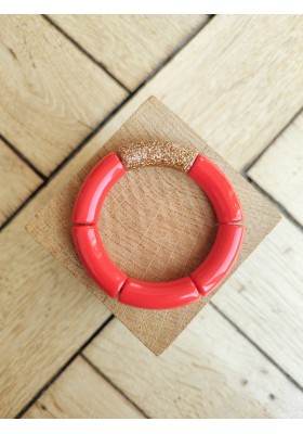 Bracelet GEORGES rouge paillettes dorées