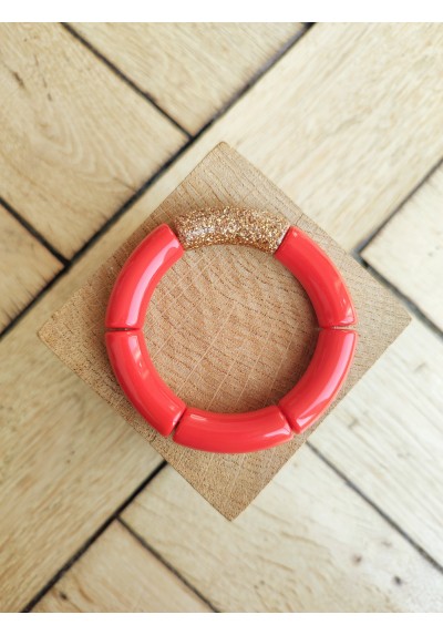 Bracelet GEORGES rouge paillettes dorées