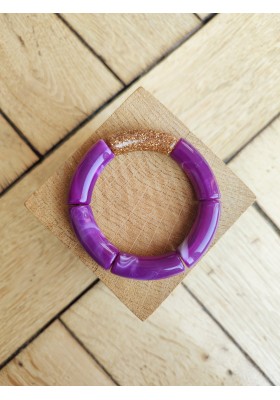 Bracelet GEORGES violet marbré paillettes dorées