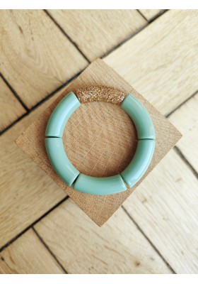 Bracelet GEORGES vert grisé paillettes dorées