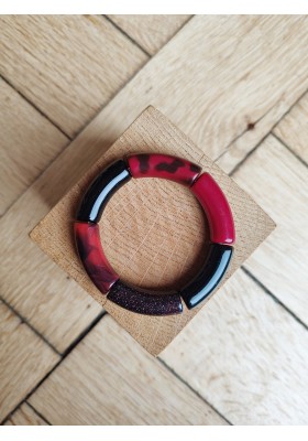 !!! NEW !!! Bracelet GEORGES bordeaux, noir, léopard et glitter