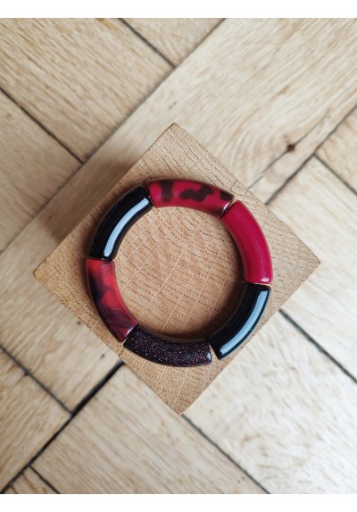 !!! NEW !!! Bracelet GEORGES bordeaux, noir, léopard et glitter