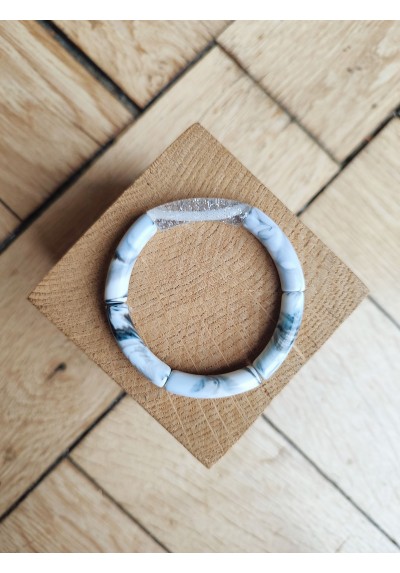 Bracelet GEORGETTE paillettes blanc et argent
