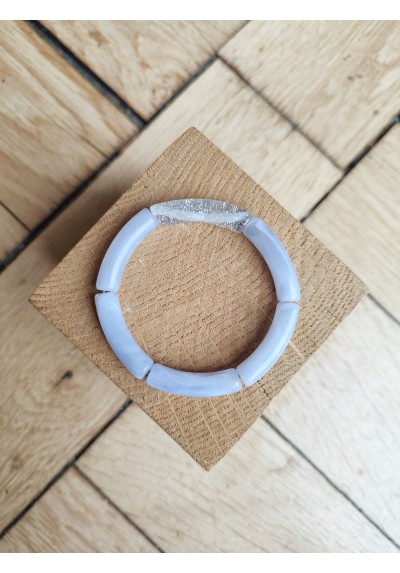 Bracelet GEORGETTE paillettes gris et argent