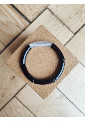Bracelet GEORGETTE paillettes noir et argent
