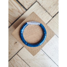 Bracelet GEORGETTE paillettes bleu marine et argent