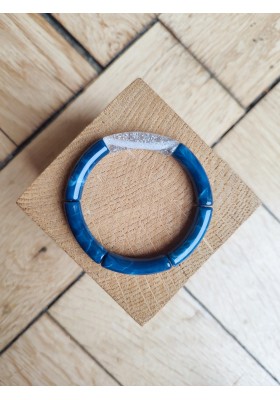 Bracelet GEORGETTE paillettes bleu marine et argent