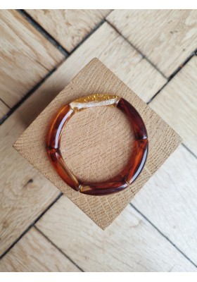 Bracelet GEORGETTE paillettes marron et doré