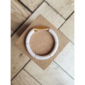 Bracelet GEORGETTE paillettes beige et doré