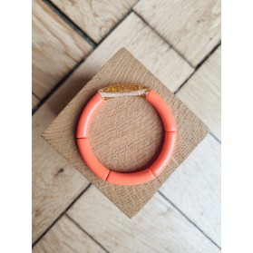 Bracelet GEORGETTE paillettes orange fluo et doré