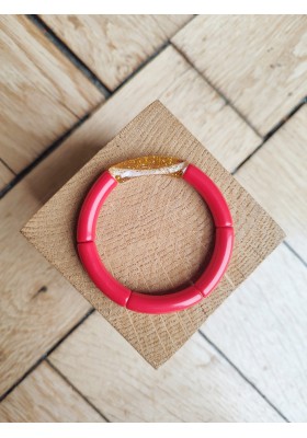Bracelet GEORGETTE paillettes rouge et doré