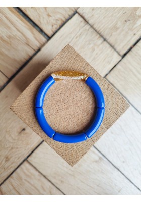 Bracelet GEORGETTE paillettes bleu roi et doré